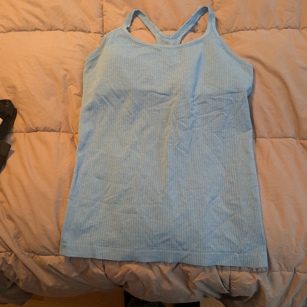 Light Blue Ribbed Tank Top